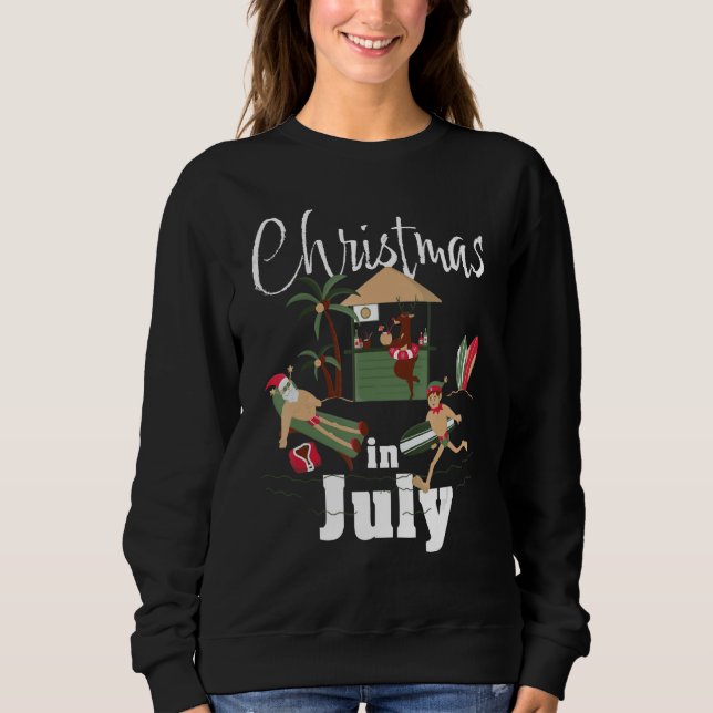 Sudadera Christmas In July Santa Claus Sunglasses Summer Ce (Anverso)