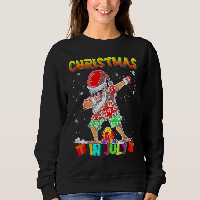 Sudadera Christmas In July  Santa Dabbing Summer Santa Surf (Anverso)