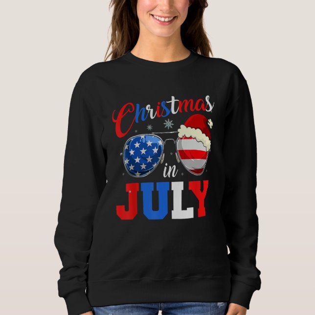 Sudadera Christmas In July Santa Hat Sunglasses Summer Cele (Anverso)