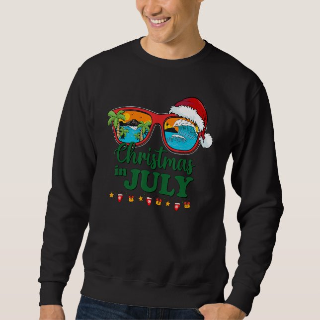 Sudadera Christmas in July Santa Hat Sunglasses Summer Vaca (Anverso)