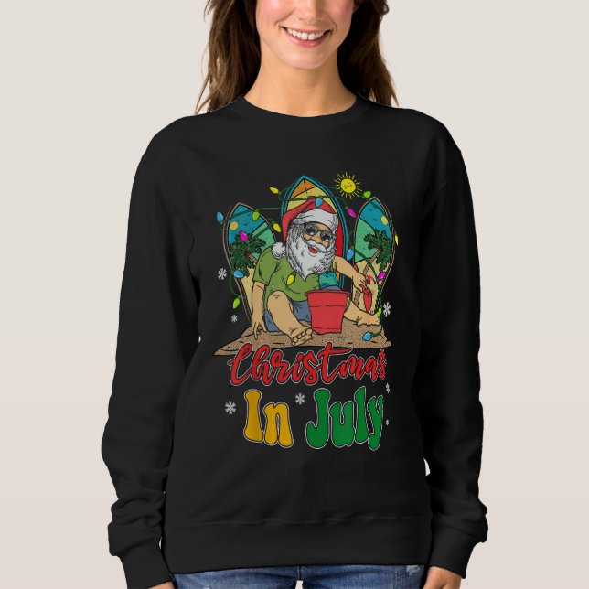 Sudadera Christmas In July Santa Summer Vacation Beach (Anverso)