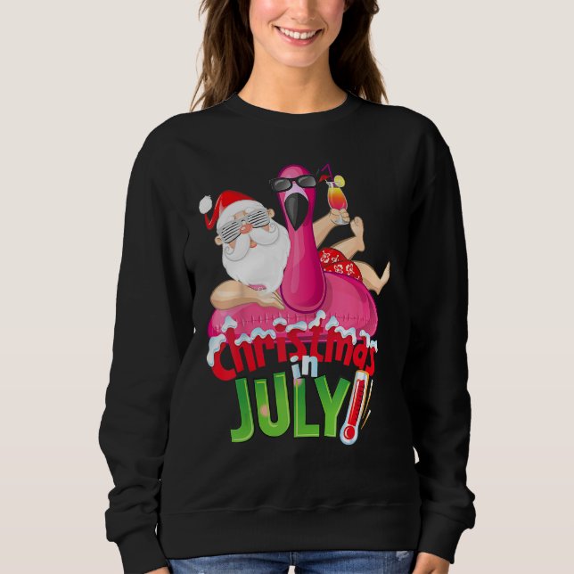 Sudadera Christmas in July  Summer Flamingo Float Xmas 2 (Anverso)