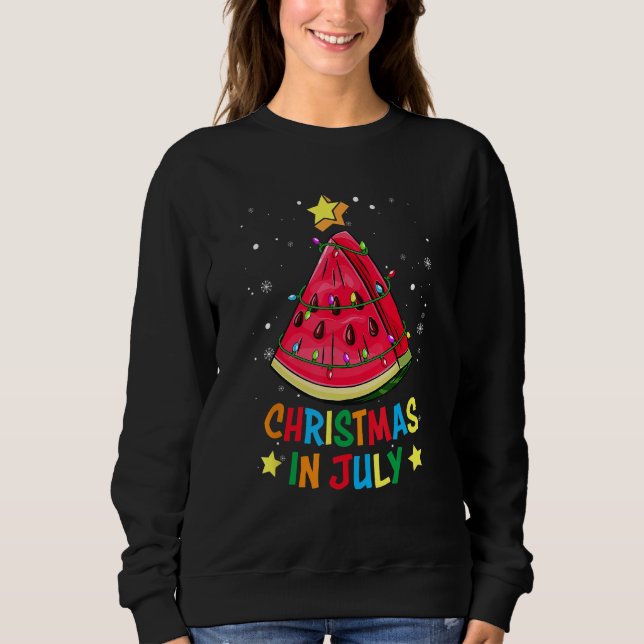 Sudadera Christmas In July Watermelon Christmas Tree Summer (Anverso)