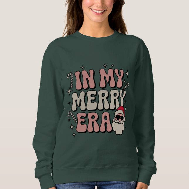 Sudadera Christmas in My Merry Era Cute Groovy Xmas (Anverso)