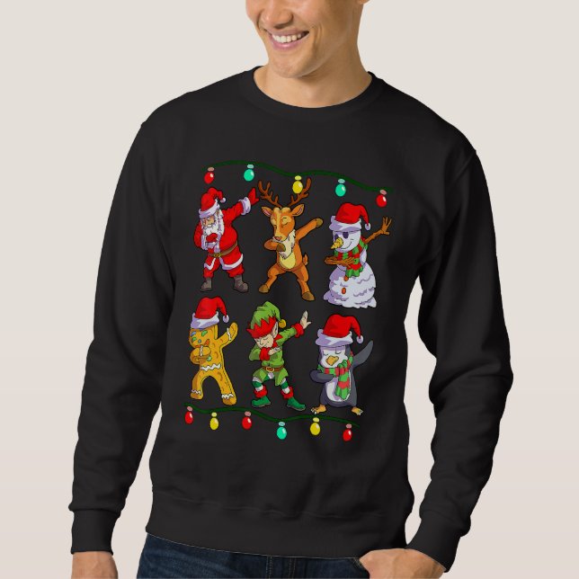 Sudadera Christmas Kids Boys Men Dabbing Santa Elf Deer Fri (Anverso)