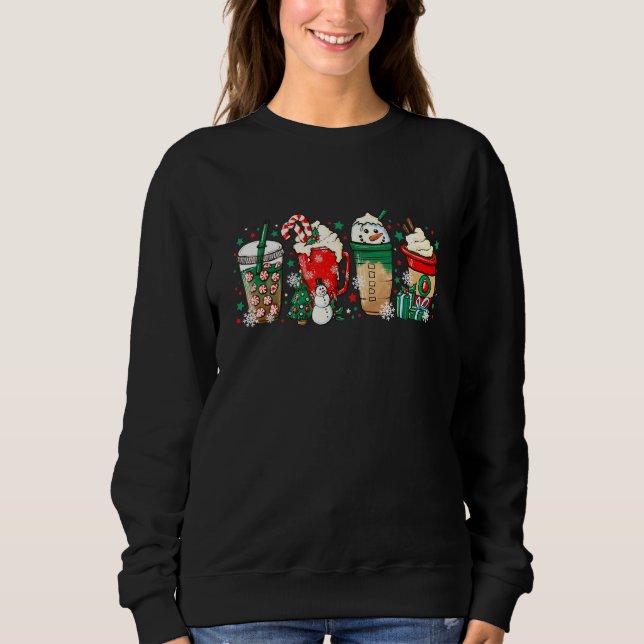 Sudadera Christmas Latte Sweets Drinks Iced Coffee Snowman  (Anverso)