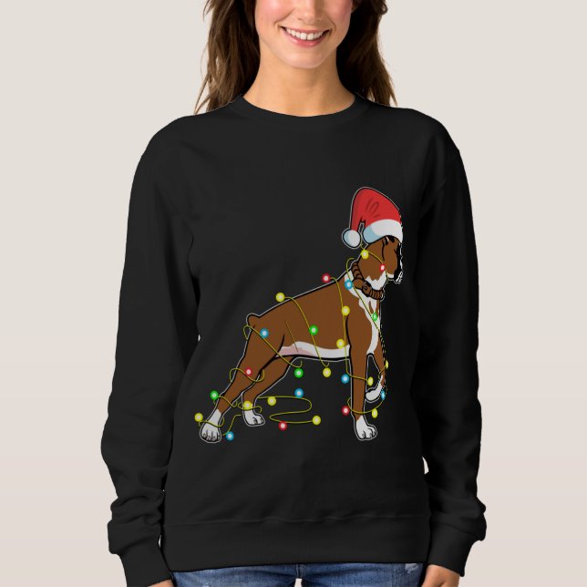 Sudadera Christmas Lights Boxer Dog Lover Funny Gift (Anverso)