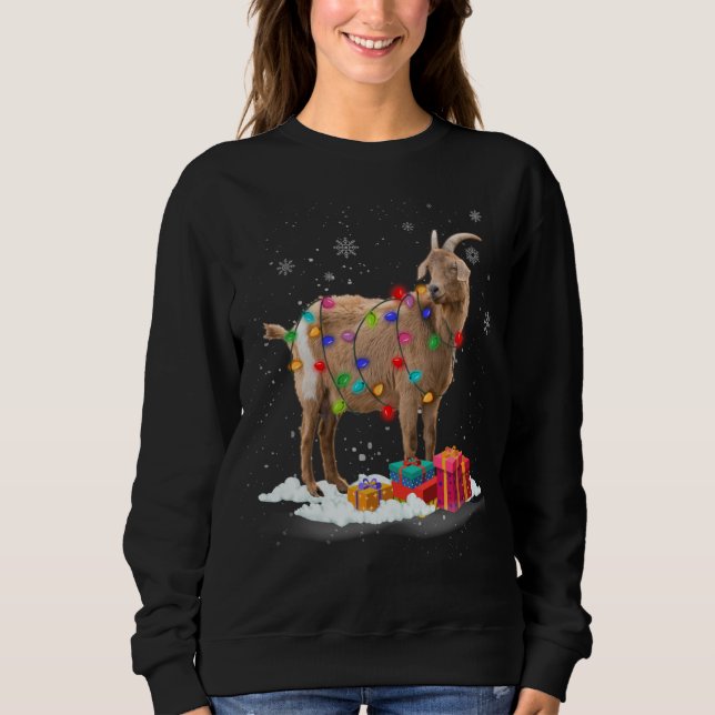 Sudadera Christmas Lights Goat Celebrates Xmas Party For Go (Anverso)