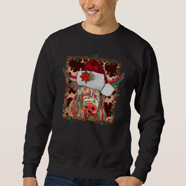 Sudadera Christmas Longhorn Cow Cute  Christmas Western (Anverso)