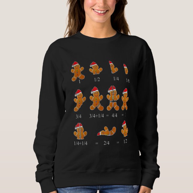 Sudadera Christmas Math Teacher Fraction Gingerbread Cookie (Anverso)