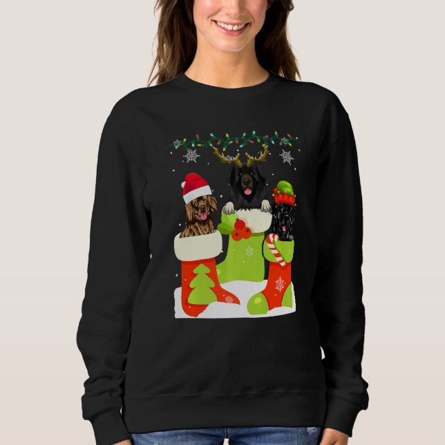 Sudadera Christmas Newfoundland In Sock Xmas Reindeer Santa (Anverso)
