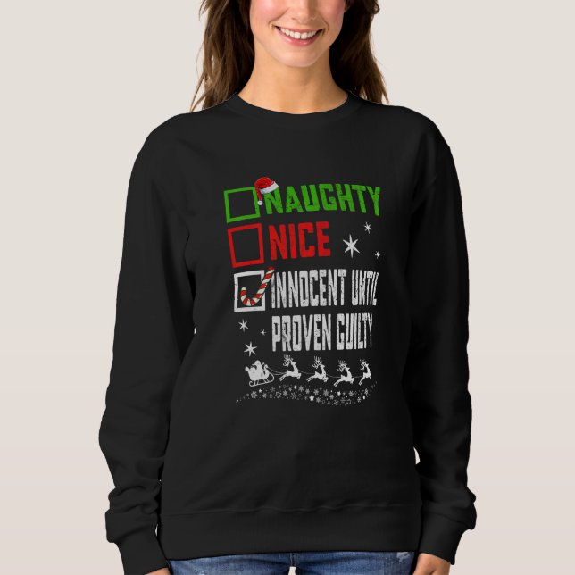 Sudadera Christmas Nice Naughty Innocent Until Proven Guilt (Anverso)