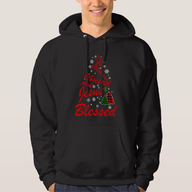 Sudadera Christmas Obsessed And Jesus Blessed Christian Chr (Anverso)
