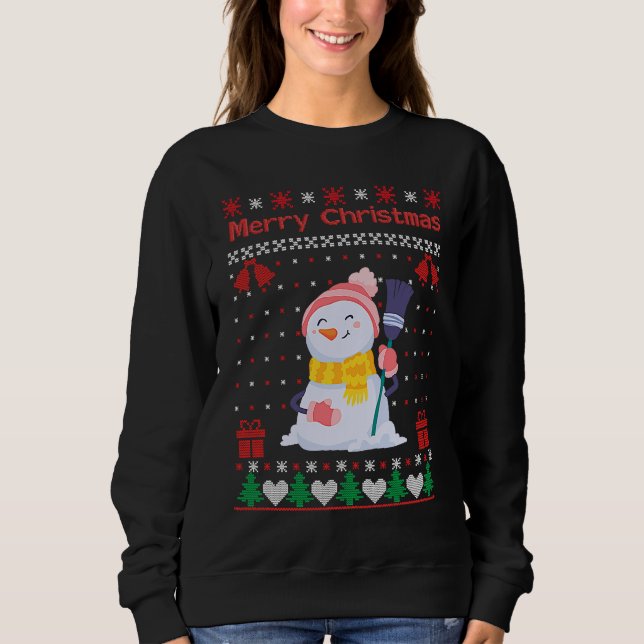 Sudadera Christmas outfit  snowman waiting with broom (Anverso)