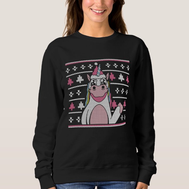 Sudadera Christmas outfit  unicorn with Christmas hat (Anverso)