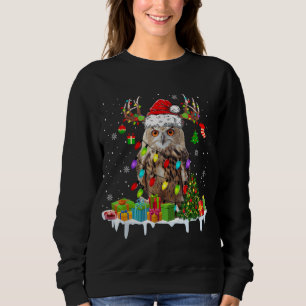 Sudadera Christmas Owl Cute Christmas Lights Reindeer Santa