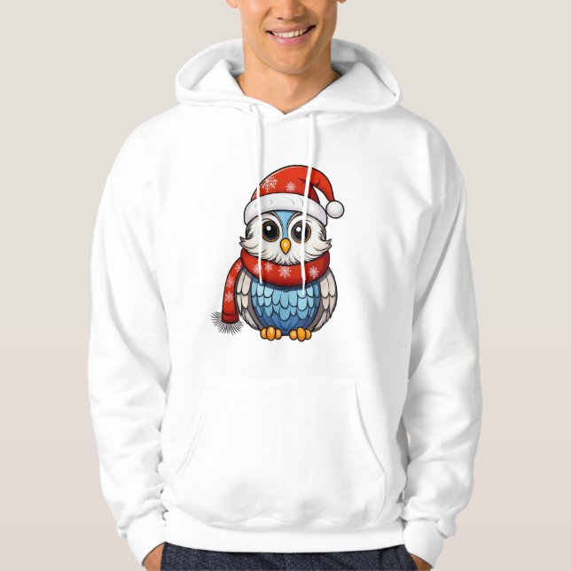 Sudadera Christmas Owl – Festive Holiday Hoodie for Adults (Anverso)