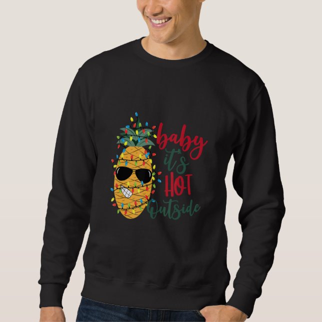 Sudadera Christmas Pinaeple Its Hot Outside xmas light Hawa (Anverso)