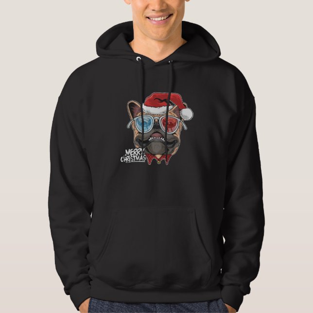 Sudadera Christmas Pug Puppy Dog Santa Claus cute face  Xma (Anverso)