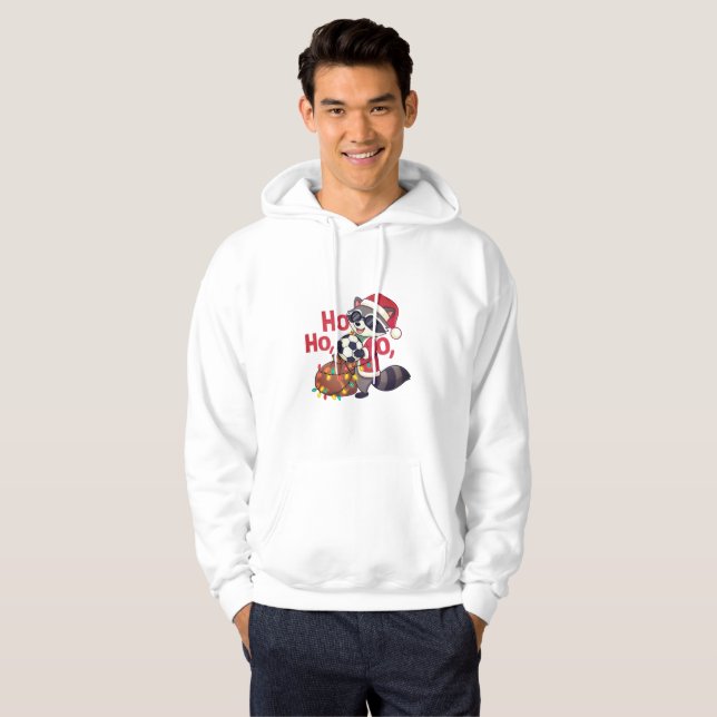 Sudadera Christmas raccoon stealing a soccer ball (Anverso completo)