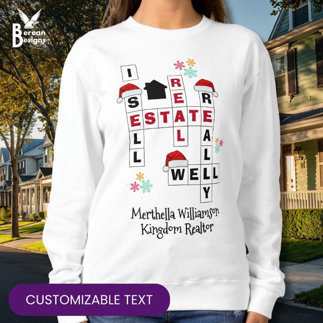 Sudadera CHRISTMAS Real Estate I SELL REALLY WELL Realtor (Fun festive CHRISTMAS REALTOR 'I SELL REAL ESTATE REALLY WELL' sweatshirt with customizable text. )