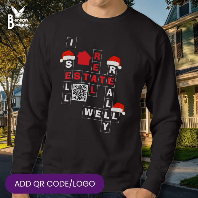 Sudadera CHRISTMAS Real Estate SELL REALLY WELL QR Realtor (Fun festive I SELL REAL ESTATE REALLY WELL Christmas realtor sweatshirt gift with custom QR Code)