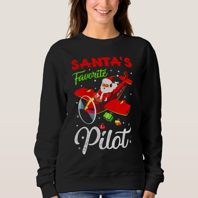 Sudadera Christmas Santa Claus Pilot Flying Airplane (Anverso)