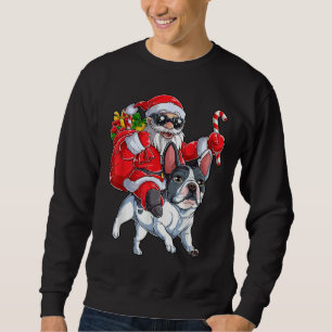 Sudadera Christmas Santa Claus Riding French Bulldog Xmas B