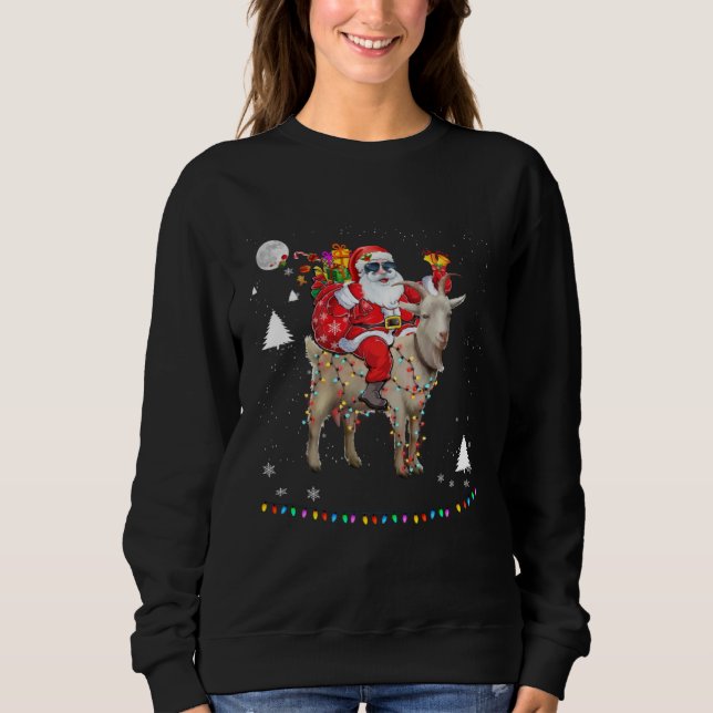 Sudadera Christmas Santa Claus Riding Goat Lights Xmas Holi (Anverso)