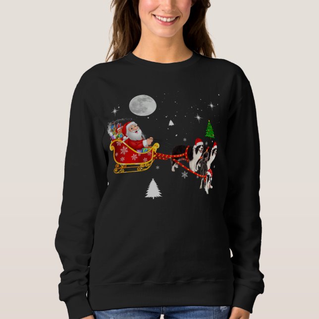 Sudadera Christmas Santa Riding Border Collie Santa Hat Xma (Anverso)