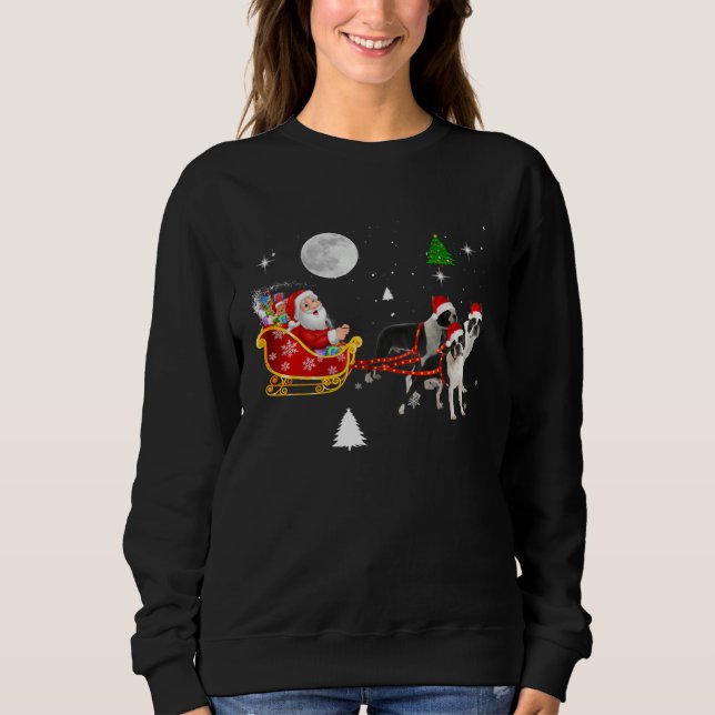 Sudadera Christmas Santa Riding Boston Terrier Santa Hat Xm (Anverso)
