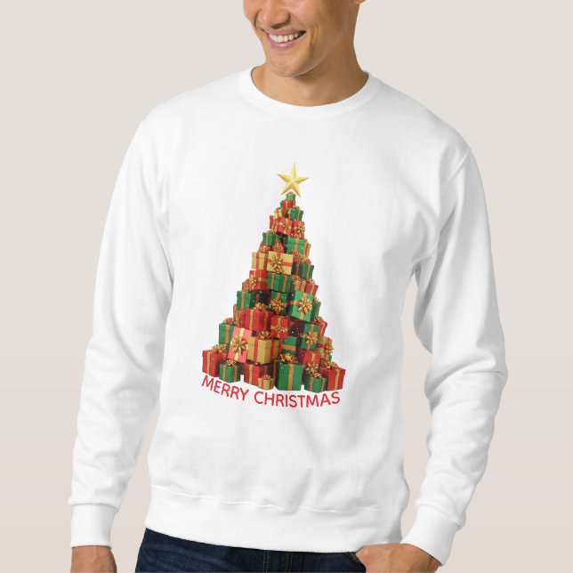 Sudadera Christmas Stacked Gifts Tree (Anverso)