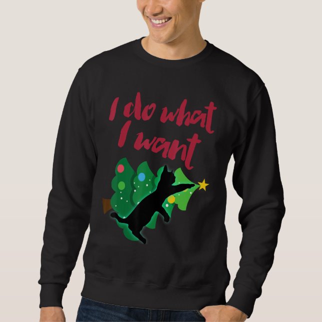 Sudadera Christmas Tree Black Cat  I Do What I Want (Anverso)