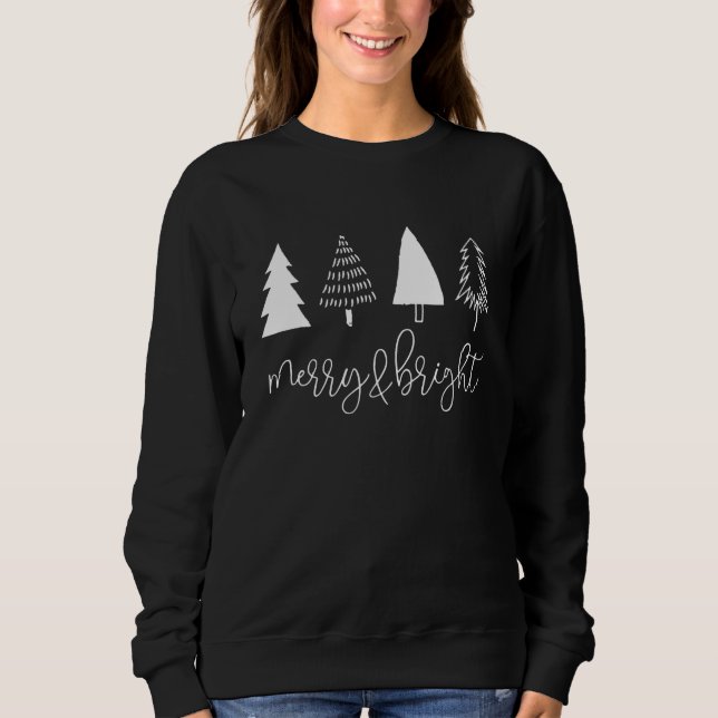 Sudadera Christmas Tree Merry And Bright Cute For Winter Ho (Anverso)