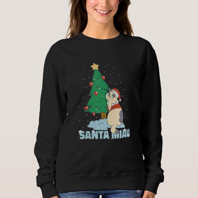 Sudadera Christmas Tree Santa Miau Cat (Anverso)