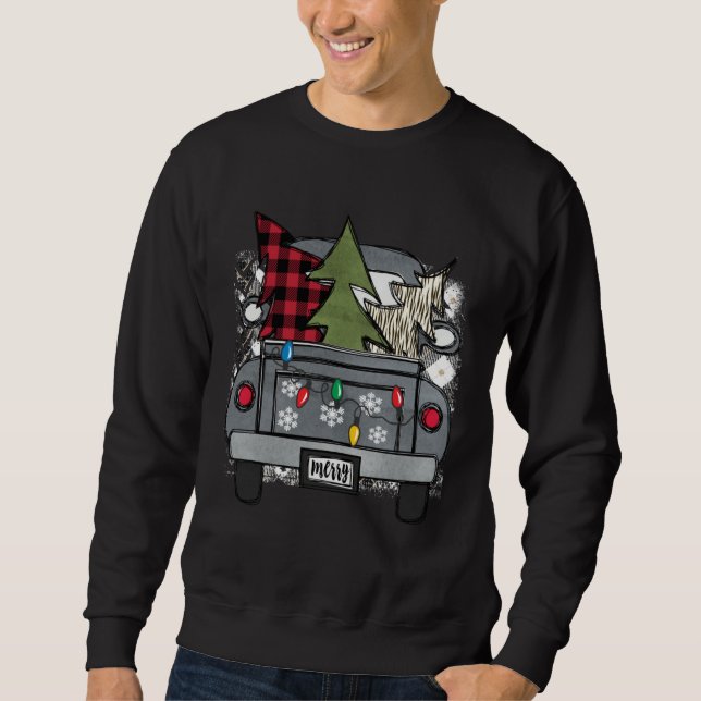 Sudadera Christmas Truck and Red Buffalo Plaid Holiday Tree (Anverso)