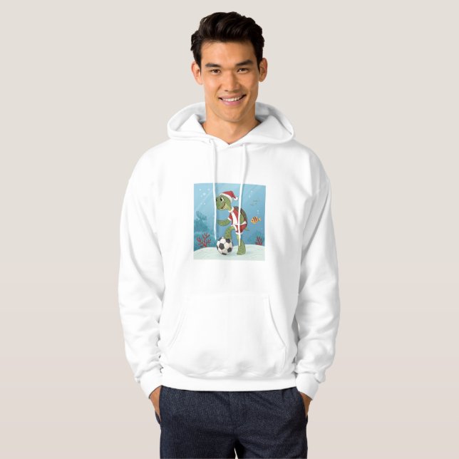Sudadera Christmas Turtle playing football (Anverso completo)