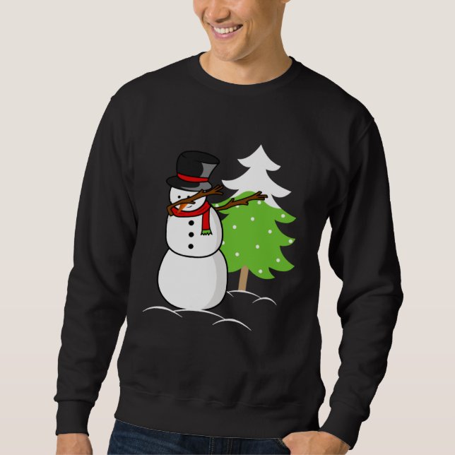 Sudadera Christmas winter holiday dabbing snowman (Anverso)