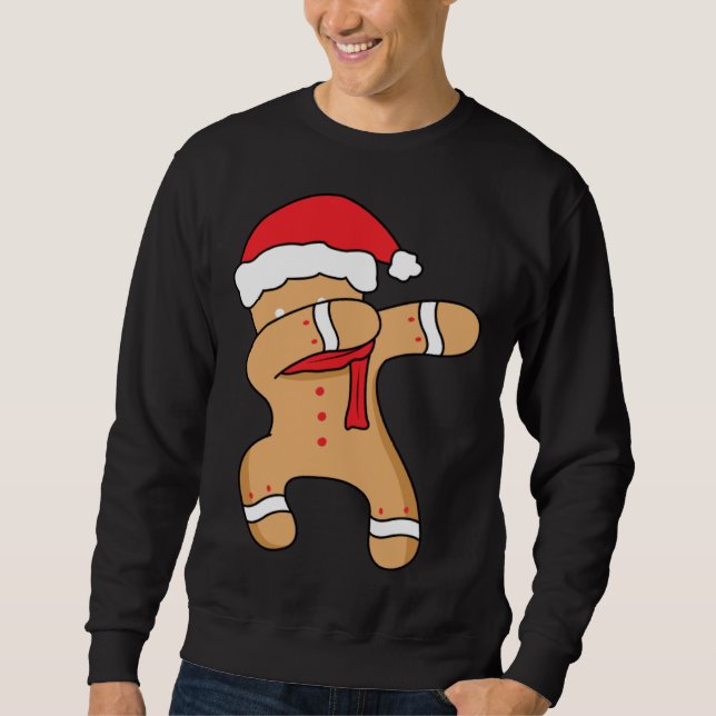 Sudadera Christmas winter holiday dance dabbing gingerbread (Anverso)