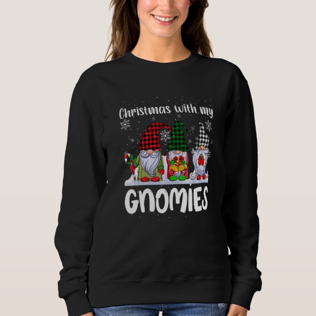 Sudadera Christmas with my Gnomies Cute Gnome Buffalo Plaid (Anverso)