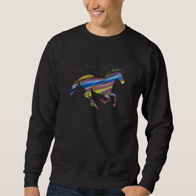 Sudadera Chromatic Abstract Horse Watercolor Art Horseback  (Anverso)