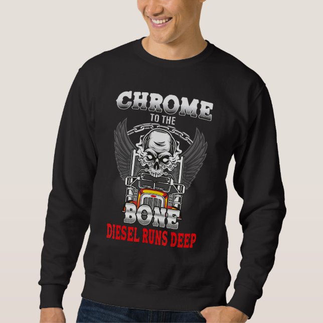 Sudadera Chrome To The Bone Diesel Corre El Cráneo Profundo (Anverso)