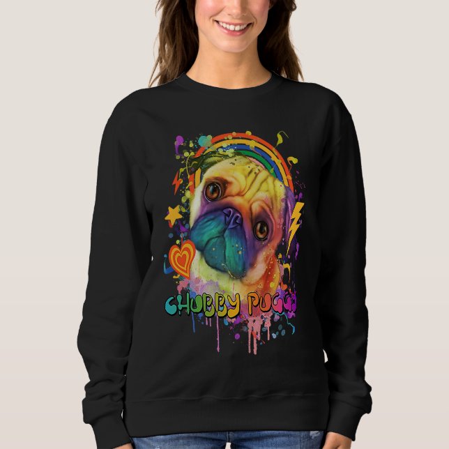 Sudadera Chubby Puggy Pug Humor Bulldog holandés Pun animal (Anverso)