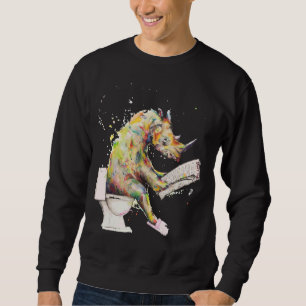 Sudadera Chubby Unicornio Rinoceronte Sentado En Toilet Hum