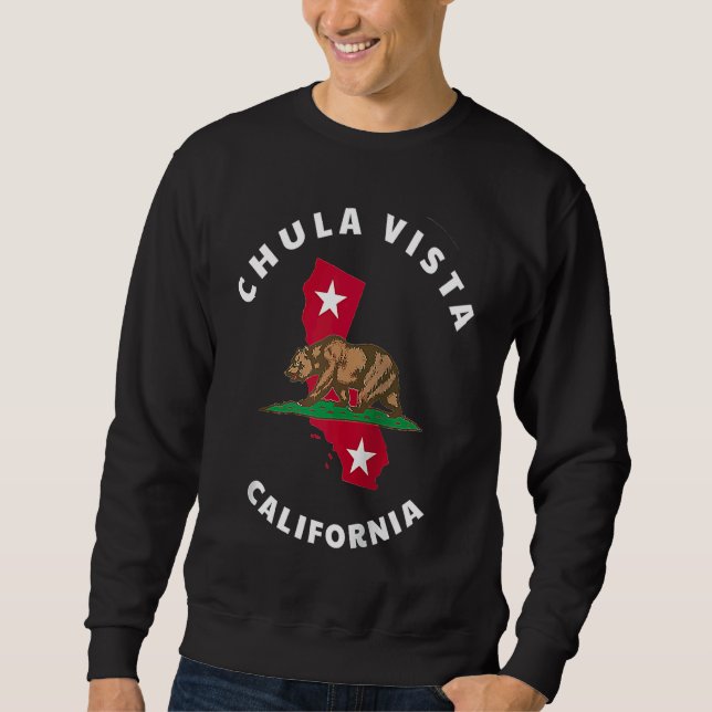 Sudadera Chula Vista California CA Flag and Bear Badge Souv (Anverso)