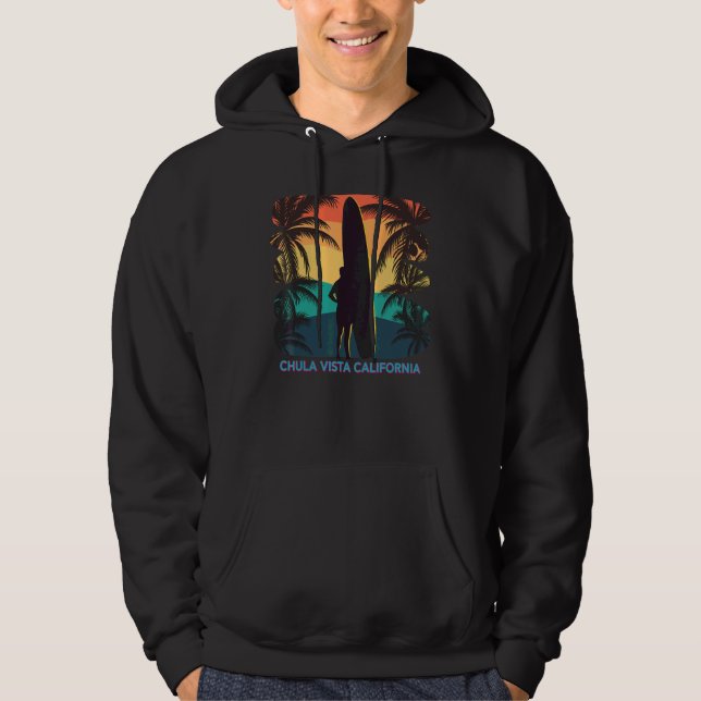 Sudadera Chula Vista California Ca Palm Tree Surfboard (Anverso)