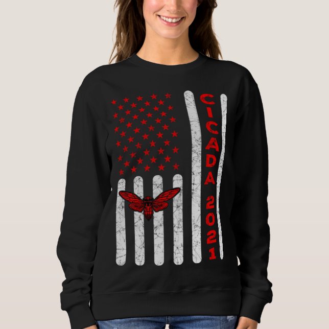 Sudadera Cicada Invasion 2021 Insect Brood X American Flag  (Anverso)