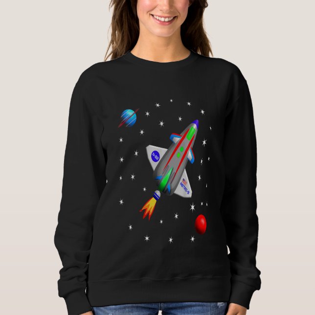 Sudadera Ciencia gráfica del sistema solar de cohete espaci (Anverso)