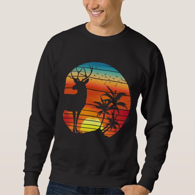 SUDADERA CIERVO ATARDECER RETRO (Anverso)