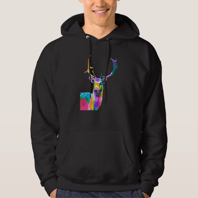 Sudadera Ciervo Cabeza Ciervo Colorido Cuerno Ciervo (Anverso)